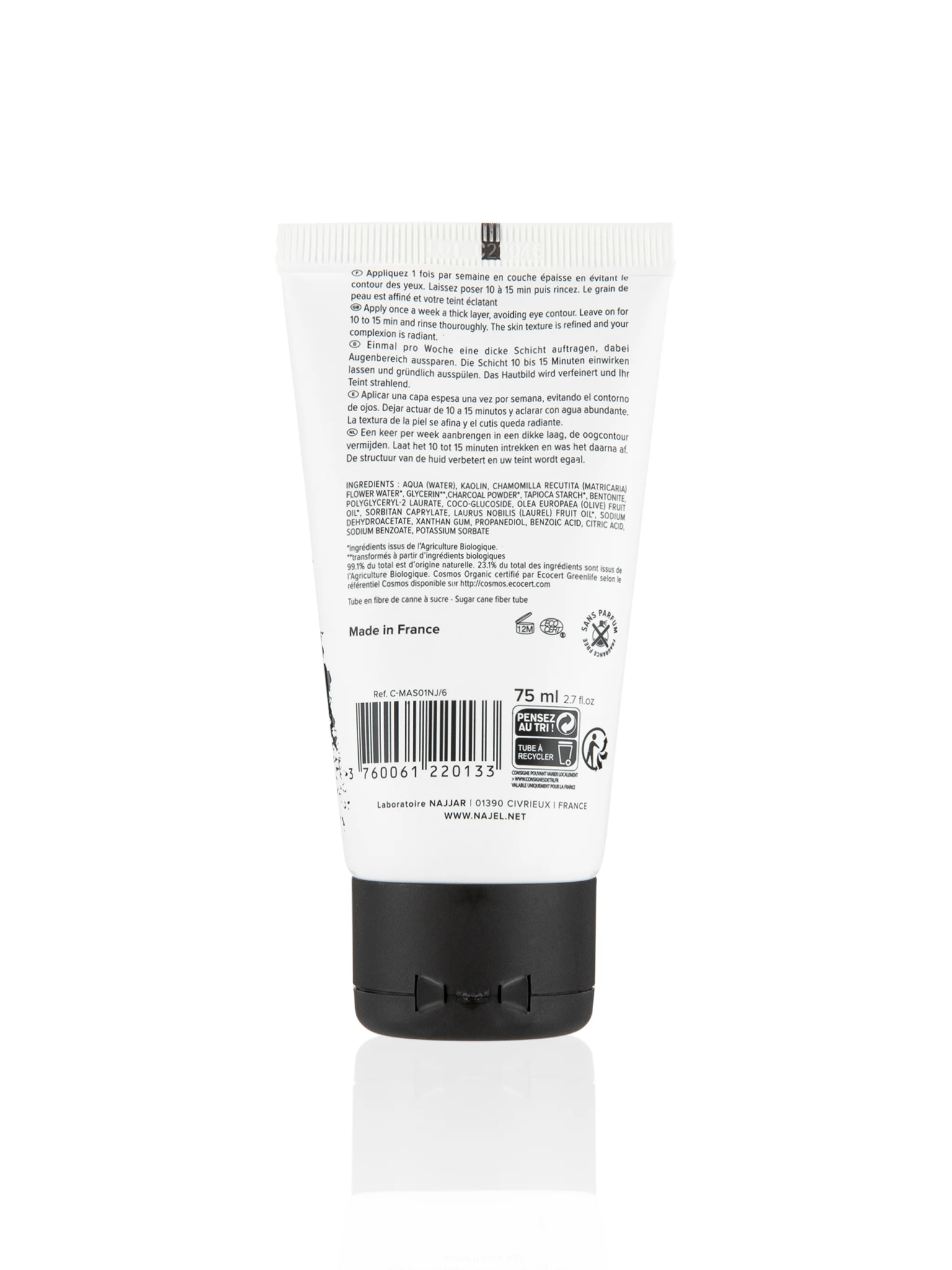 Face Mask With Organic Charcoal - 75ml